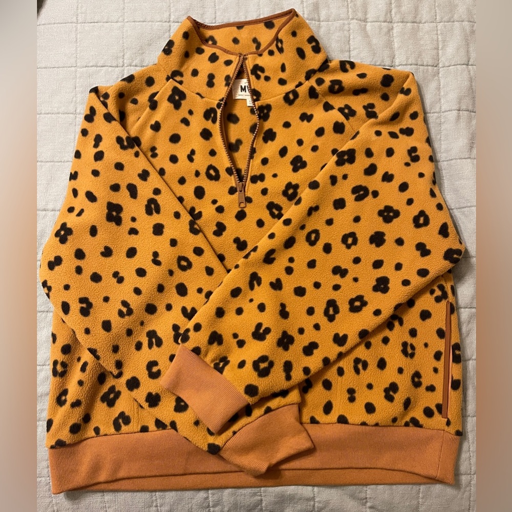 Madewell MWL Betterfleece Half-Zip Sweatshirt in Cheetah Print